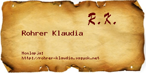 Rohrer Klaudia névjegykártya